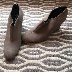 Grey suede loft booties
